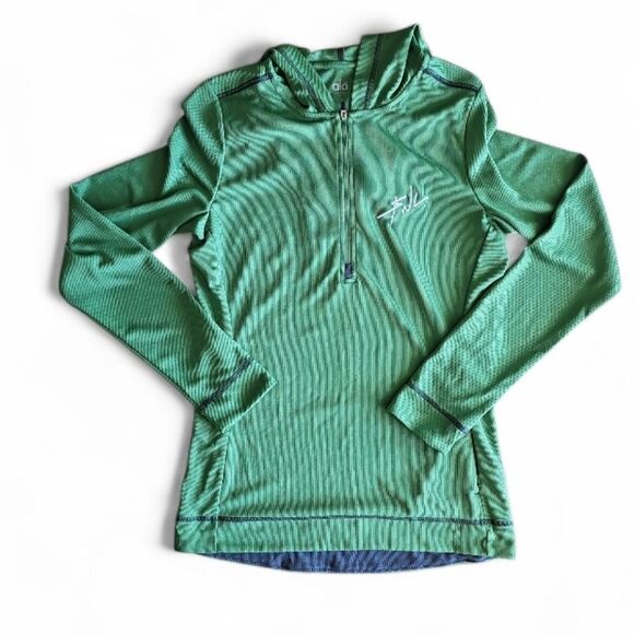 Alo Yoga Fresh N Livin Green Half-Zip Hoodie Sz M Lightweight Activewear - Picture 5 of 14